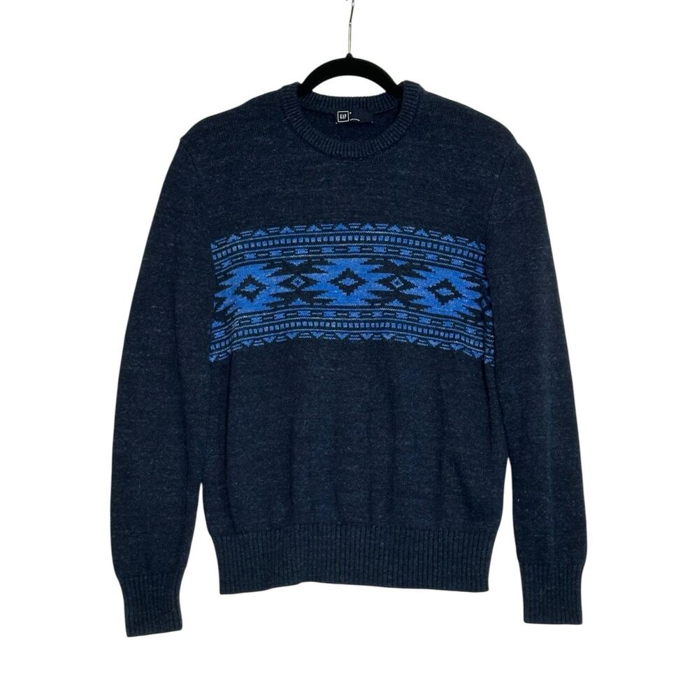 GAP blue Aztec print long sleeves sweater size Small